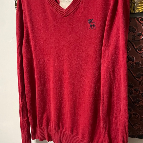 Abercrombie & Fitch Preppy Men’s V-Neck Sweater Red (Size Large) - Picture 2 of 6